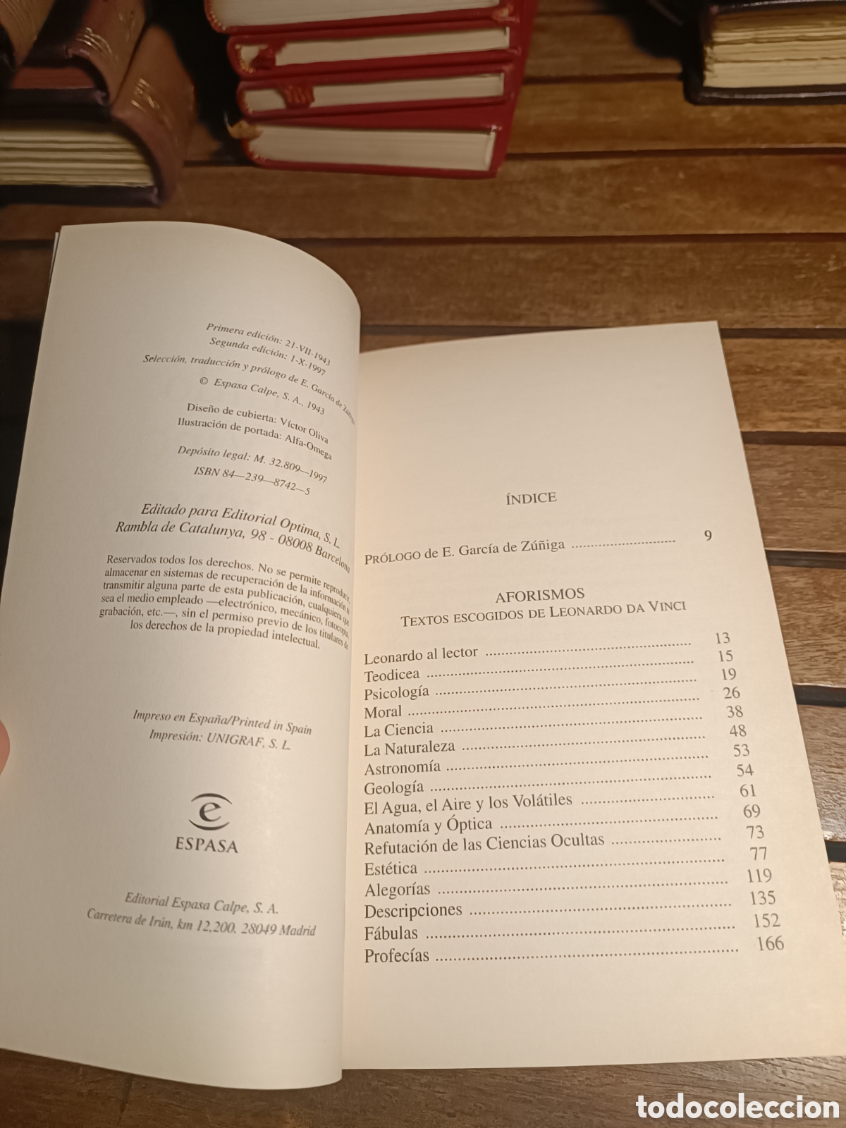 Libros de segunda mano: Aforismos Leonardo da Vinci, Optima, 1997 - Foto 3