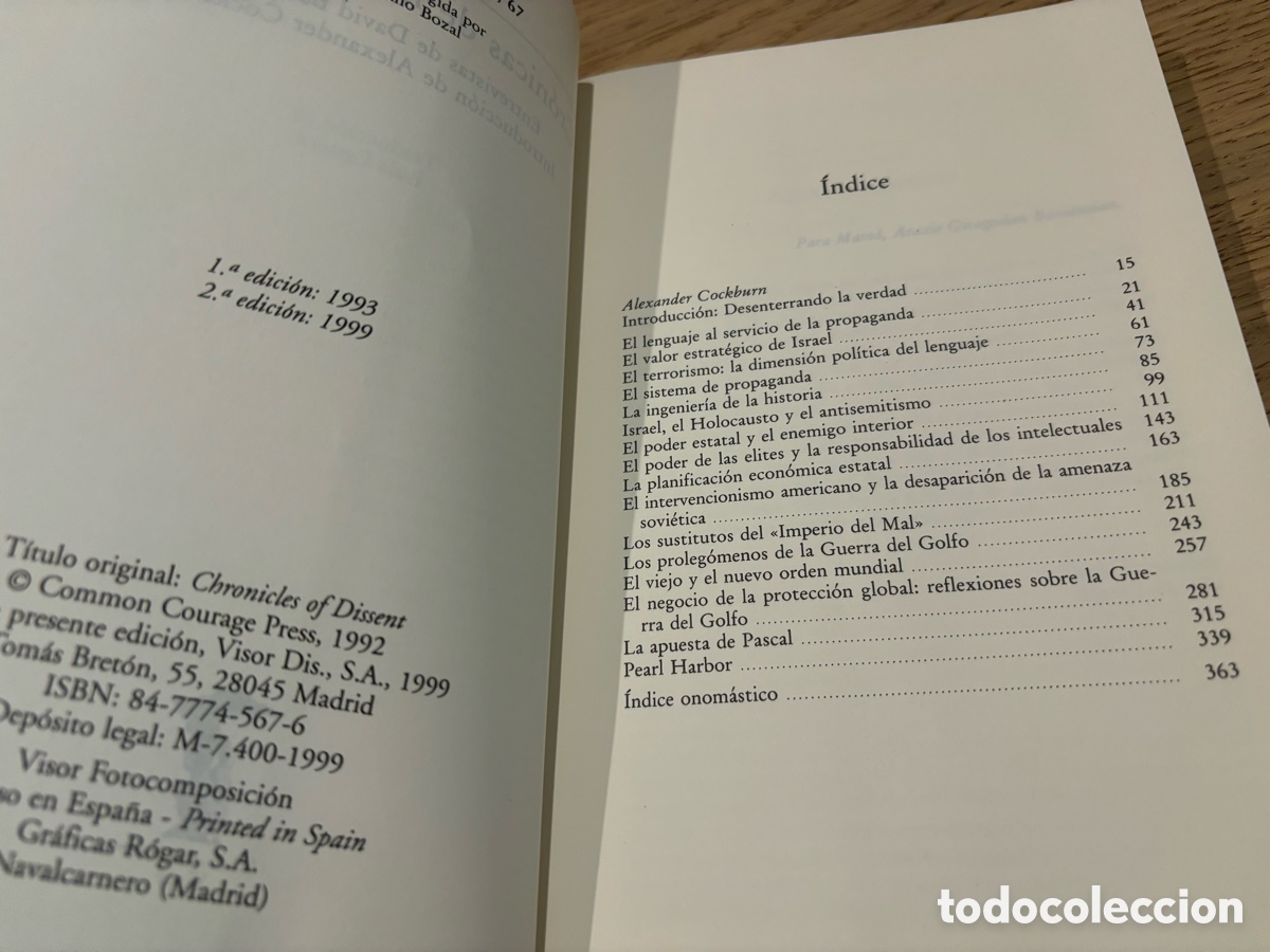 Libros de segunda mano: CR&Oacute;NICAS DE LA DISCREPANCIA. NOAM CHOMSKY. EDITORIAL VISOR. 1999 - Foto 4