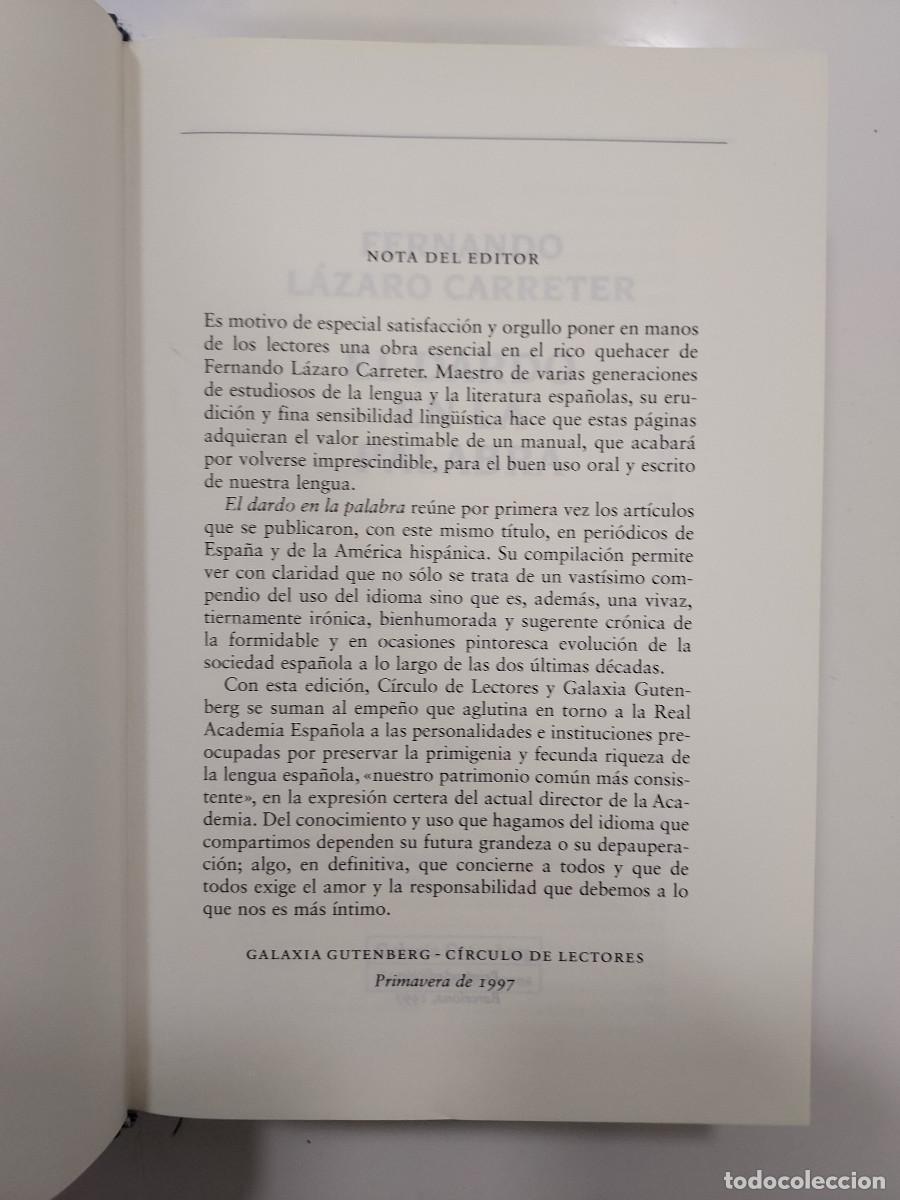 Libros de segunda mano: FERNANDO LAZARO CARRETER - EL DARDO EN LA PALABRA - Foto 4