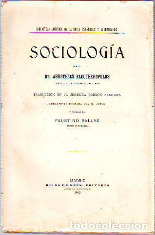 Libros de segunda mano: SOCIOLOG&Iacute;A. - ELEUTHEROPULOS Abroteles. - Foto 1