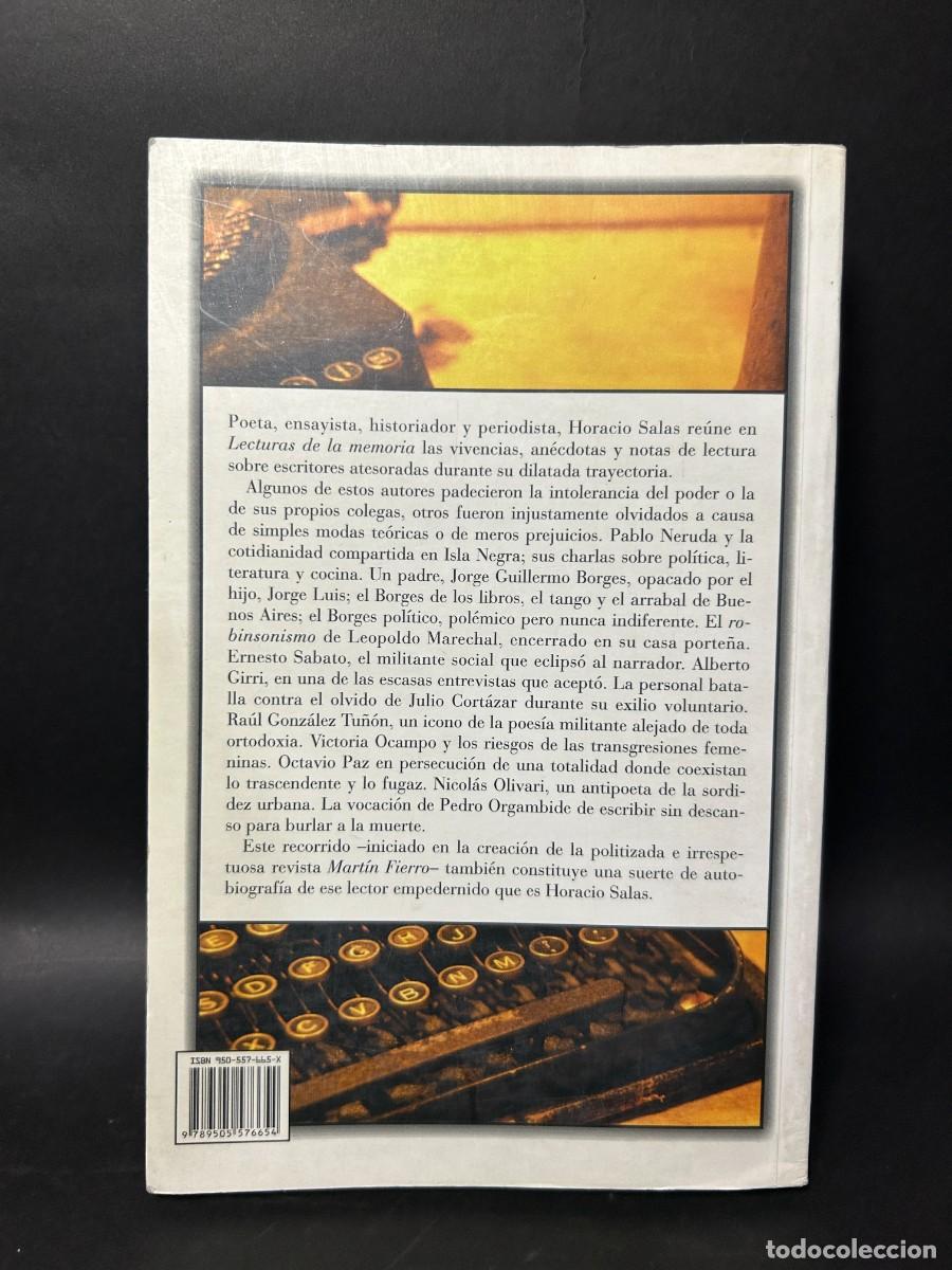 Libros de segunda mano: HORACIO SALAS - LECTURAS DE LA MEMORIA - PRIMERA EDICI&Oacute;N - 2005 - Foto 4
