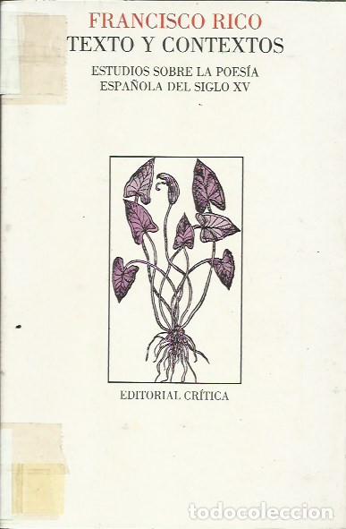 Libros de segunda mano: Textos y contextos / Francisco Rico. - Foto 1