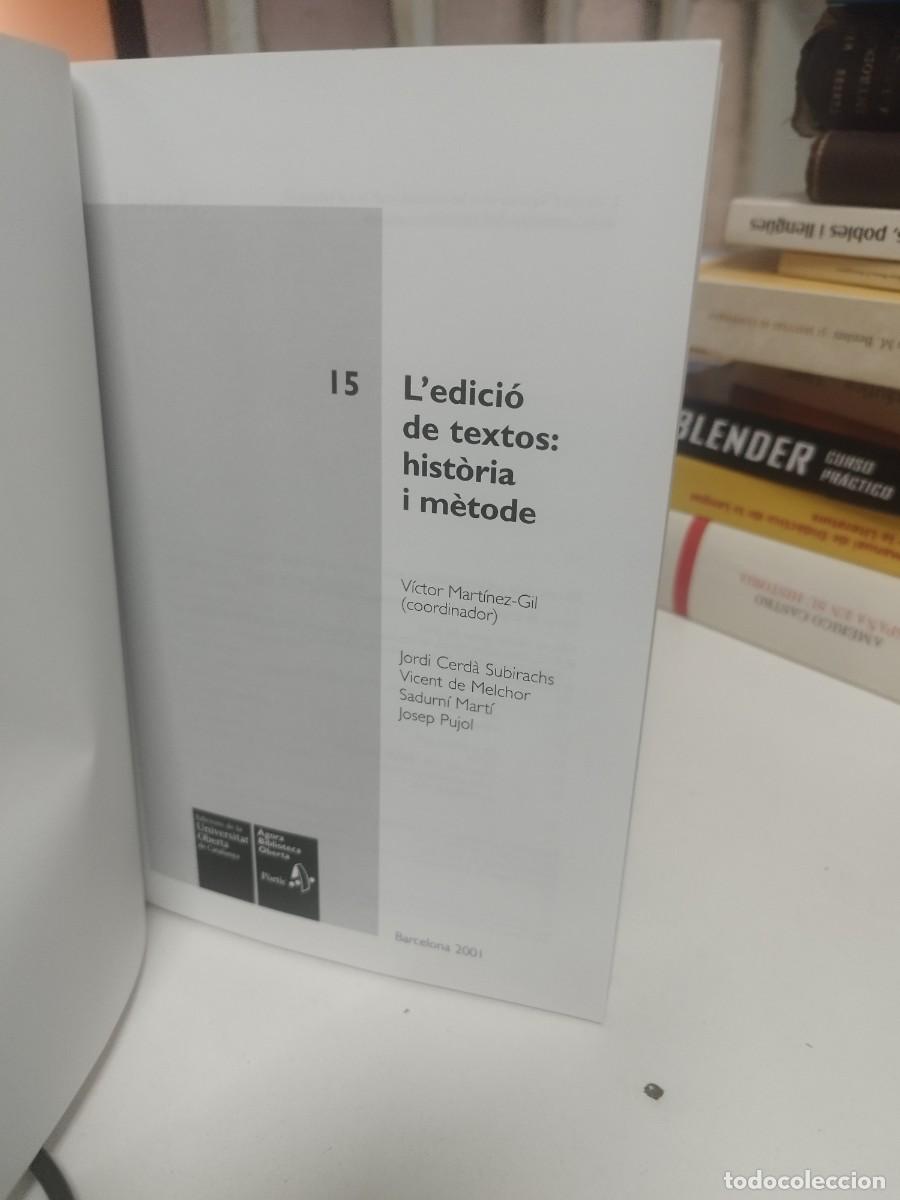 Libros de segunda mano: Ledici&oacute; de textos: hist&ograve;ria i m&egrave;tode. V&iacute;ctor Mart&iacute;nez-Gil. - Foto 2