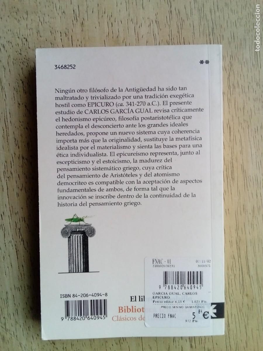 Libros de segunda mano: Epicuro. Carlos Garc&iacute;a Gual - Foto 2