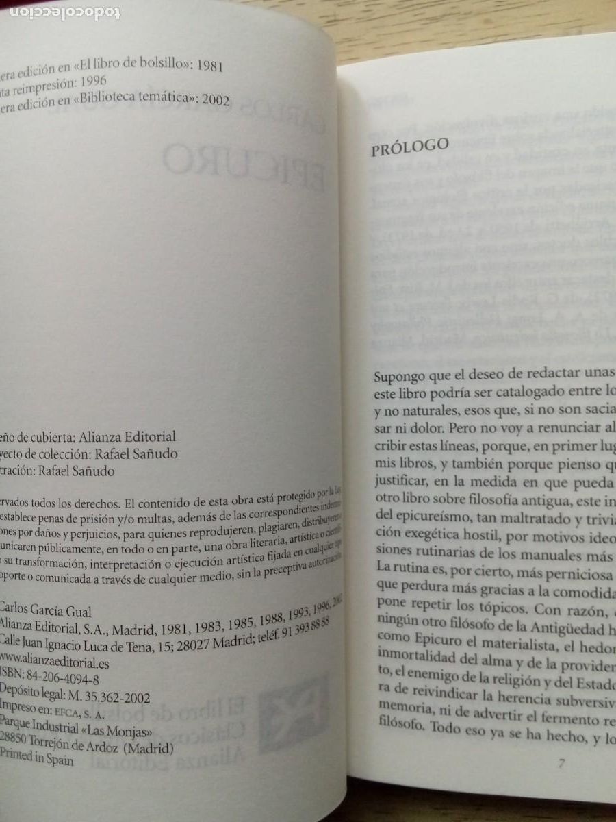 Libros de segunda mano: Epicuro. Carlos Garc&iacute;a Gual - Foto 3