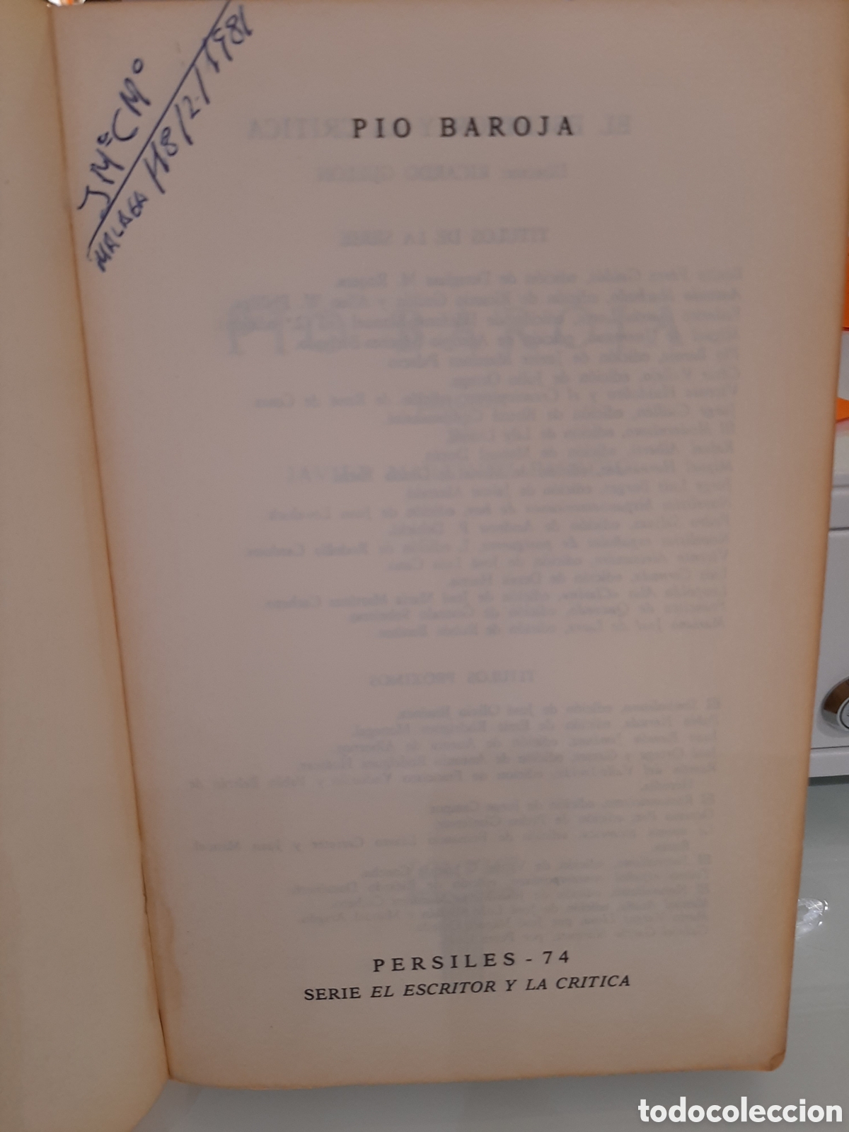 Libros de segunda mano: P&iacute;o Baroja. El escritor y la cr&iacute;tica. 2 ed. - Foto 3