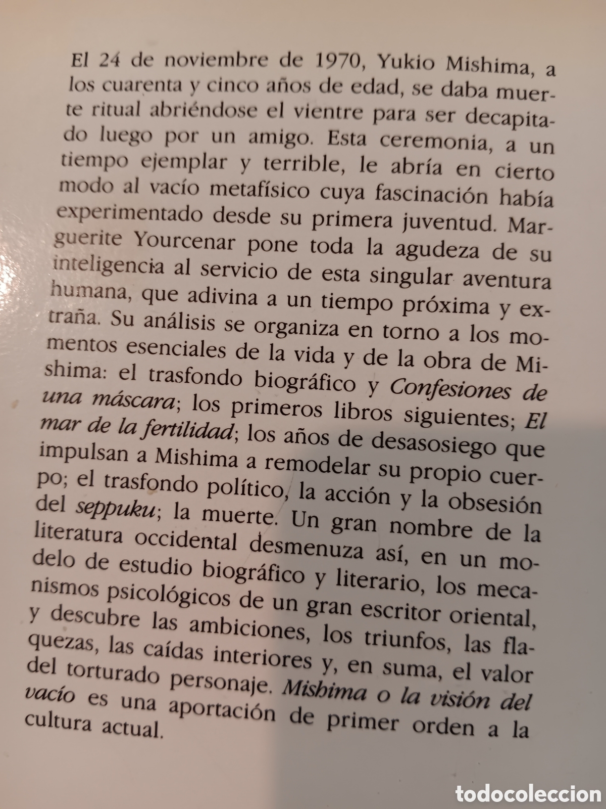 Libros de segunda mano: M. Yourcenar. Mishima o la visi&oacute;n del vac&iacute;o - Foto 2