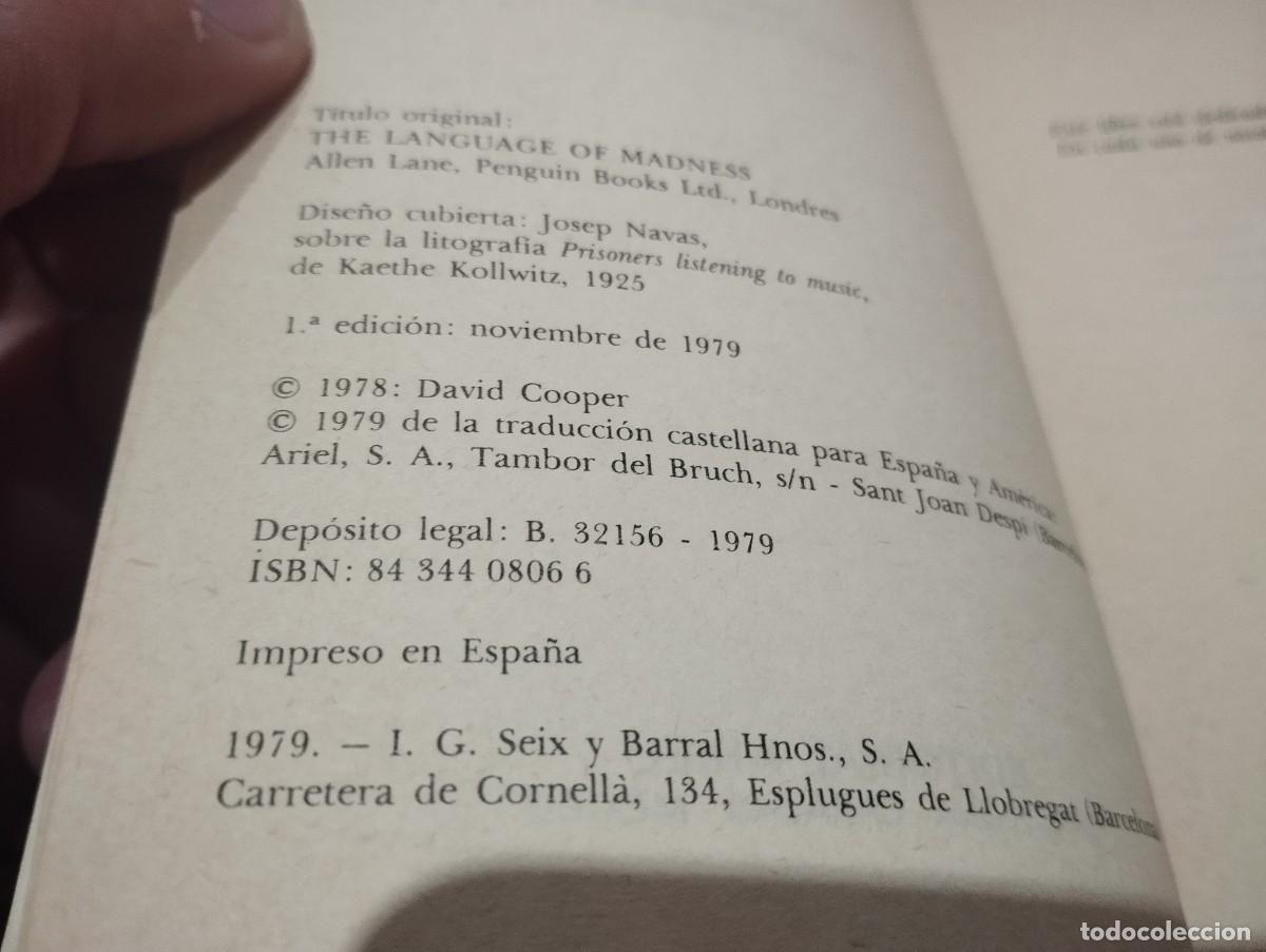 Libros de segunda mano: EL LENGUAJE DE LA LOCURA DAVID COOPER 1&ordf; EDICION 1979 - Foto 2