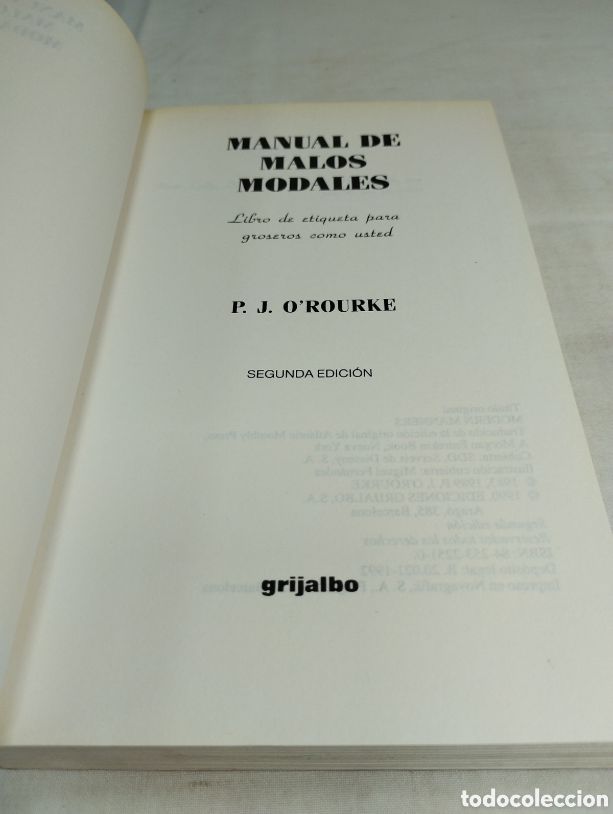 Libros de segunda mano: Manual de malos modales. P.J. ORourke, 1992 - Foto 2