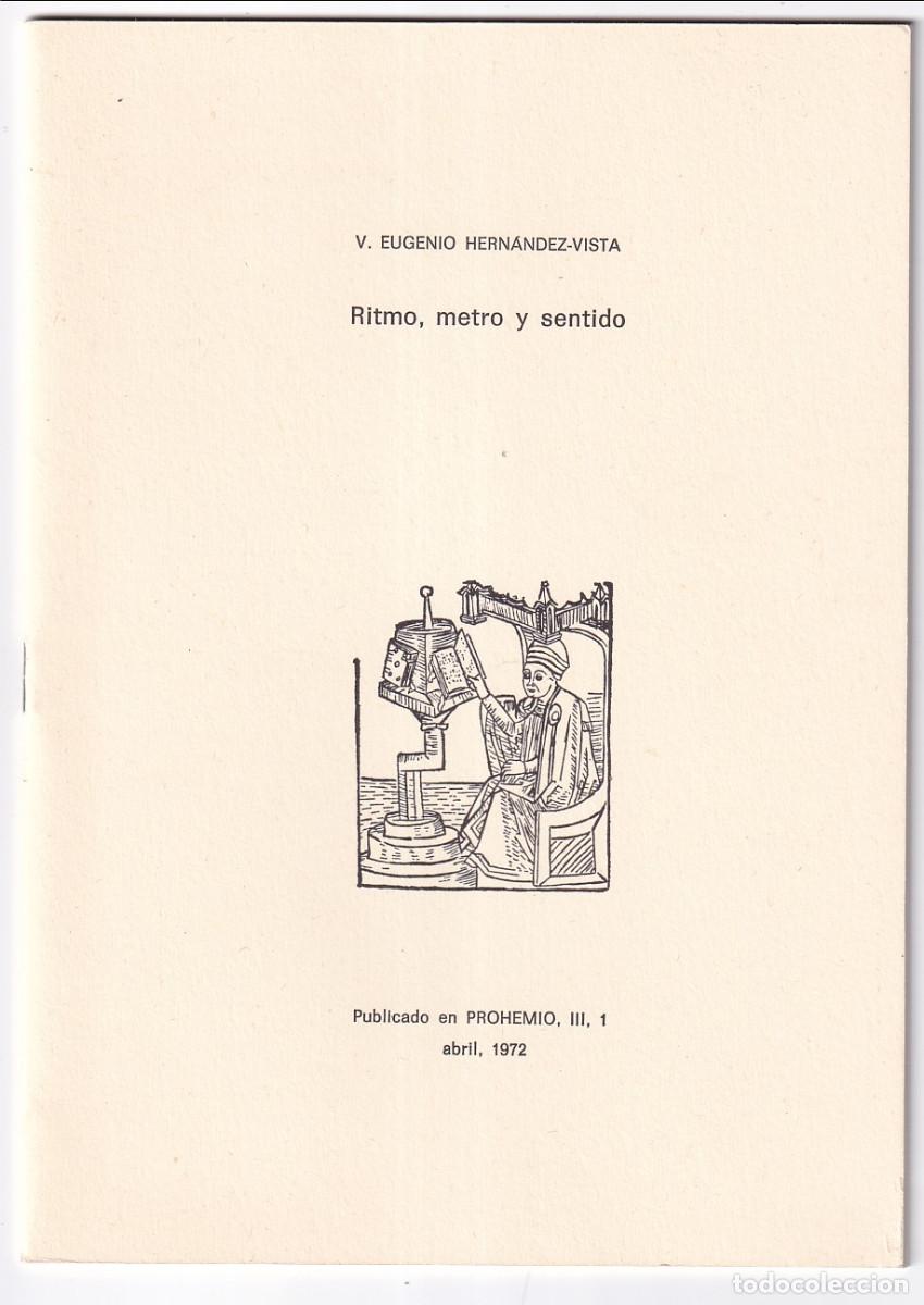 Libros de segunda mano: V. EUGENIO HERN&Aacute;NDEZ VISTA: RITMO, METRO Y SENTIDO. 1972 - Foto 1