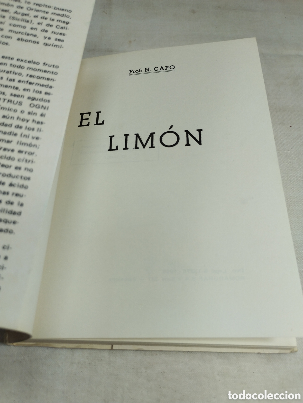 Libros de segunda mano: El lim&oacute;n. Prof. N. Capo, 1969 - Foto 2
