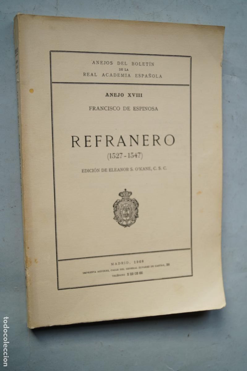 Libros de segunda mano: REFRANERO. FRANCISCO DE ESPINOSA. - Foto 1