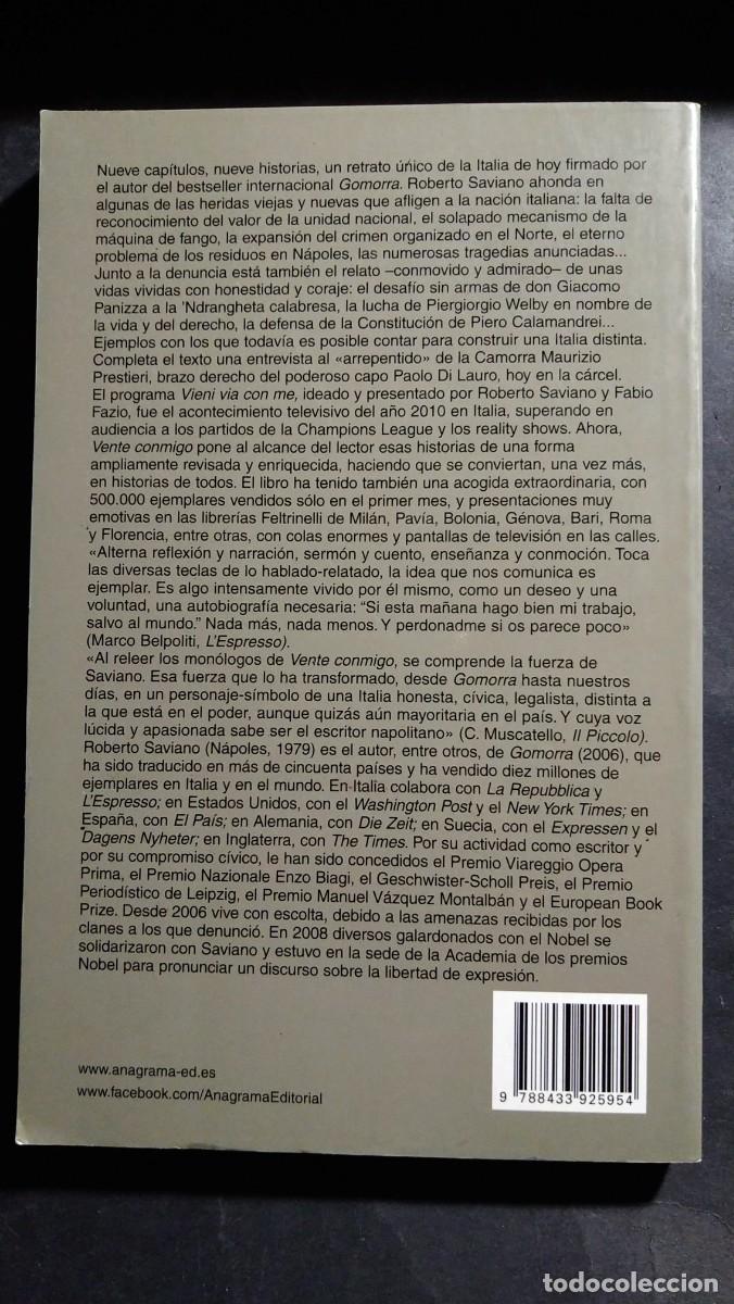 Libros de segunda mano: VENTE CONMIGO - ROBERTO SAVIANO - Foto 2