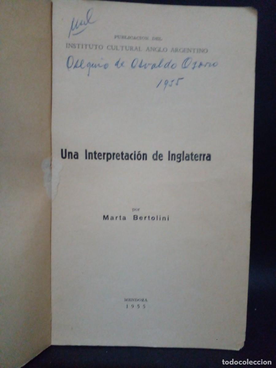 Libros de segunda mano: MARTA BERTOLINI-UNA INTERPRETACION DE INGLATERRA-1955 - Foto 2