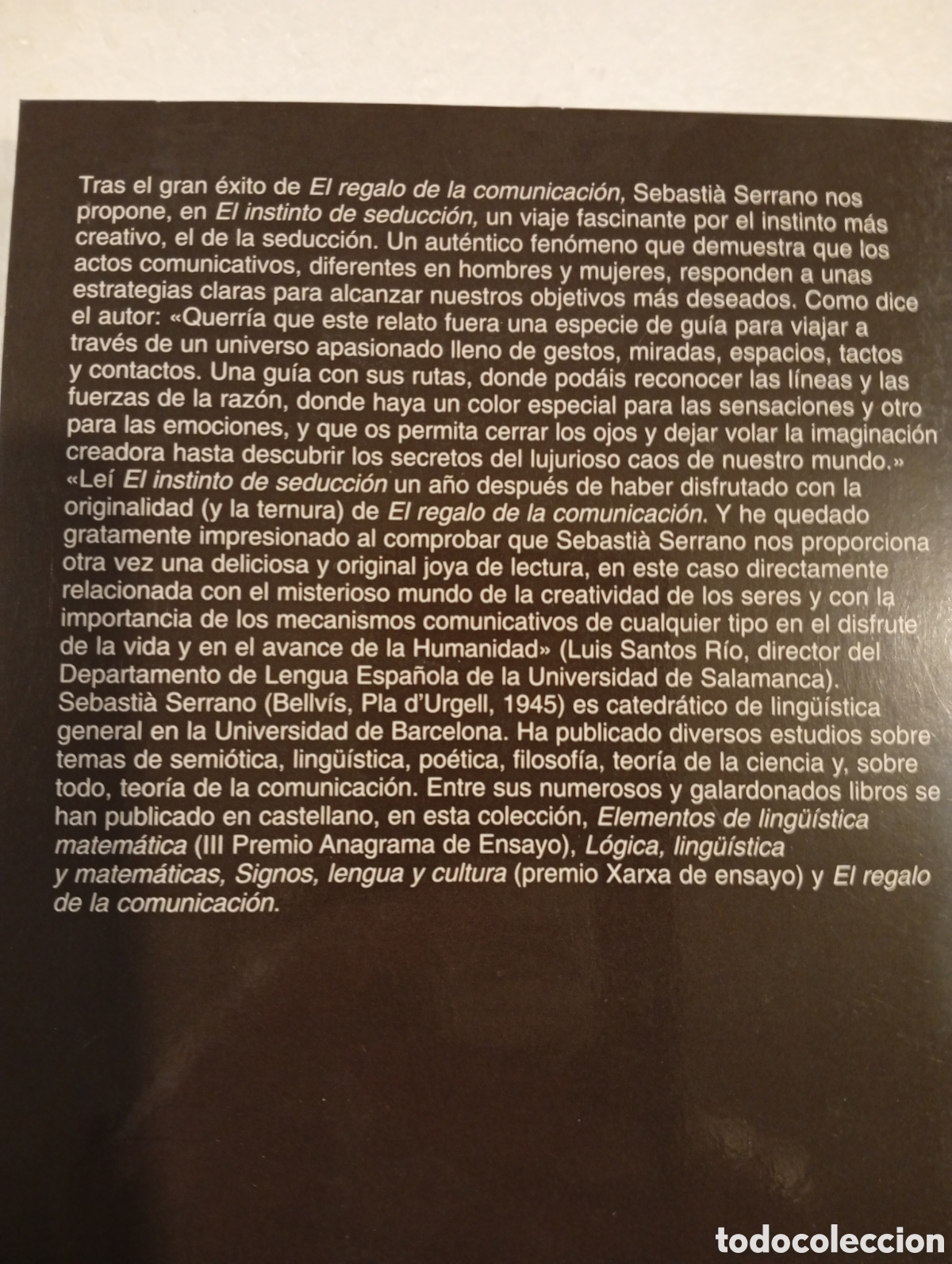 Libros de segunda mano: EL INSTINTO DE SEDUCCI&Oacute;N. SEBASTI&Agrave; SERRANO. ANAGRAMA. - Foto 2