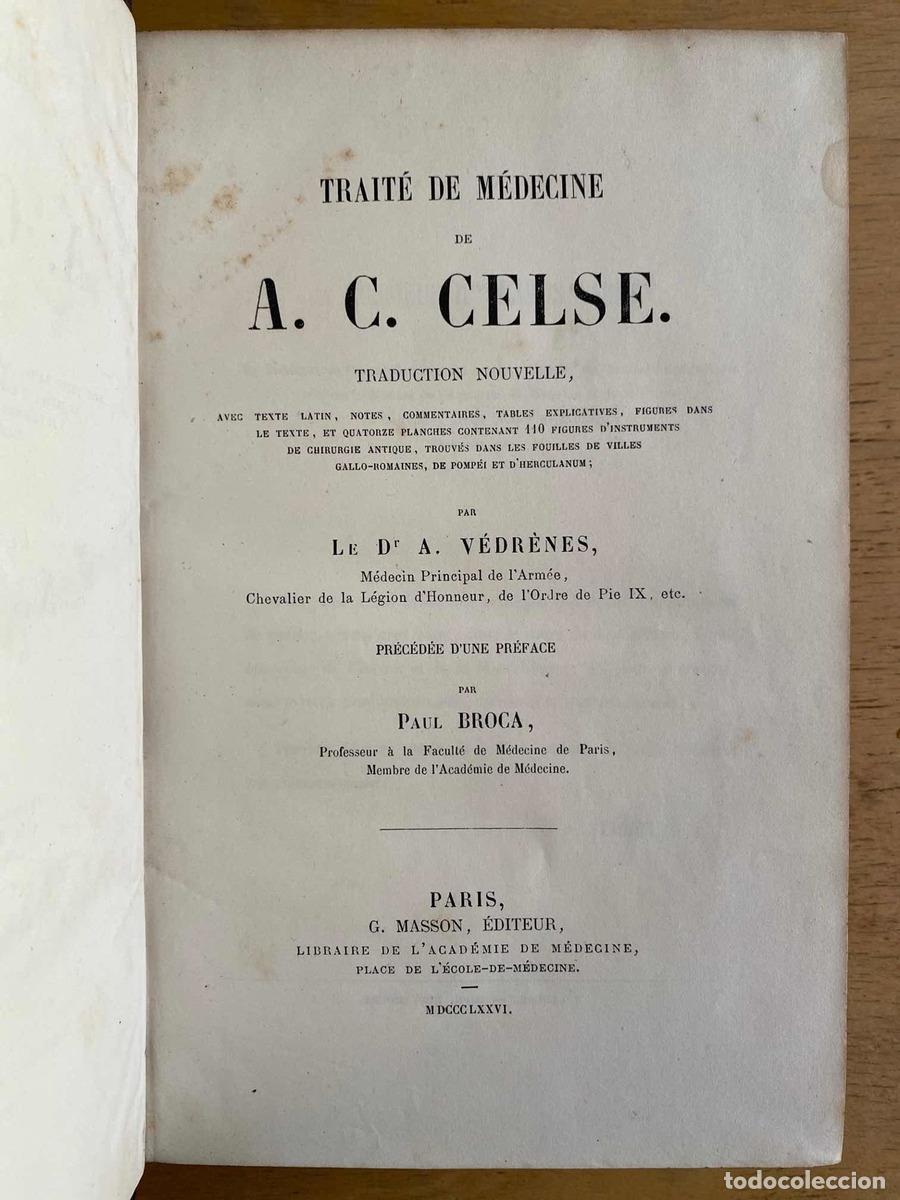 Libros de segunda mano: Traite de Medecine de A.C Celse - Vedrenes - Foto 1