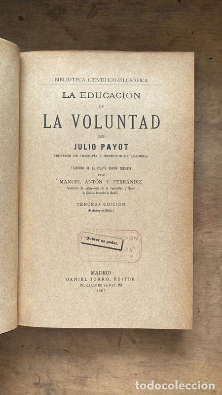 Libros de segunda mano: La educacion de la voluntad - Julio Payot - Foto 1