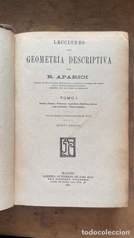 Libros de segunda mano: Lecciones de geometria descriptiva - Aparici R. - Foto 1