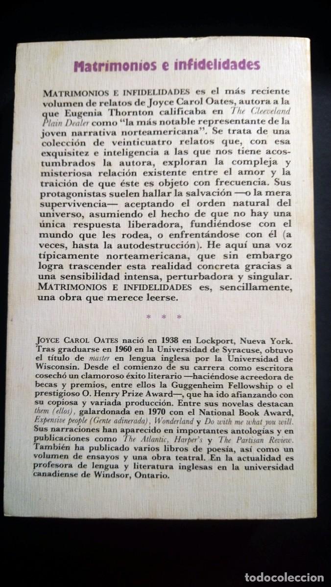 Libros de segunda mano: MATRIMONIOS E INFIDELIDADES - JOYCE CAROL OATES - Foto 2