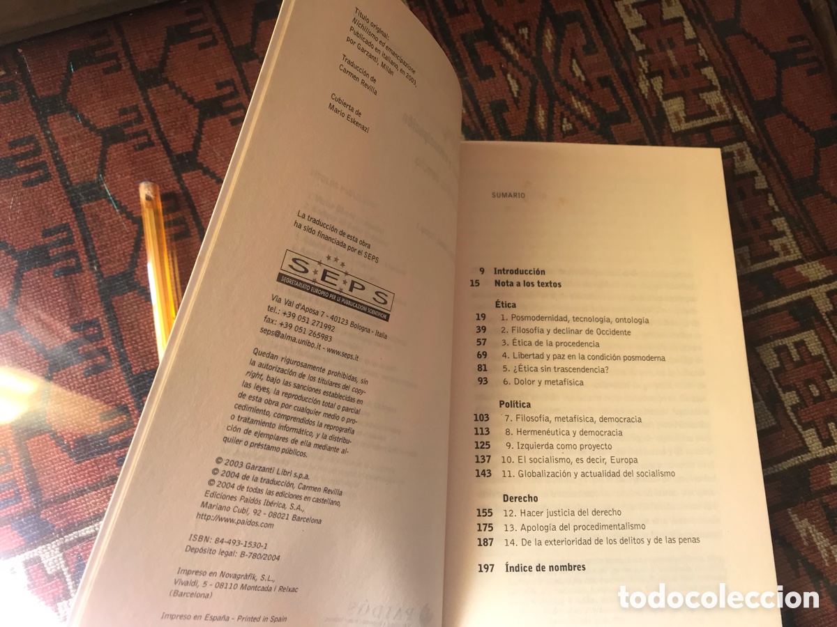 Libros de segunda mano: Nihilismo y emancipaci&oacute;n. Gianni Vattimo. Paid&oacute;s - Foto 5