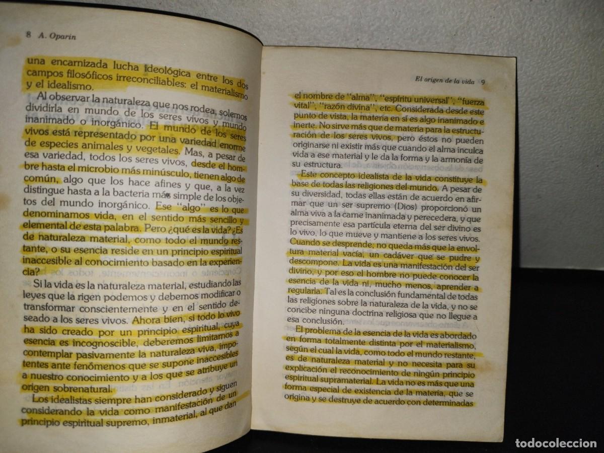 Libros de segunda mano: 146- EL ORIGEN DE LA VIDA - A. OPARIN - EDICIONES ELA - PRIMERA EDICI&Oacute;N 1981 - Foto 6