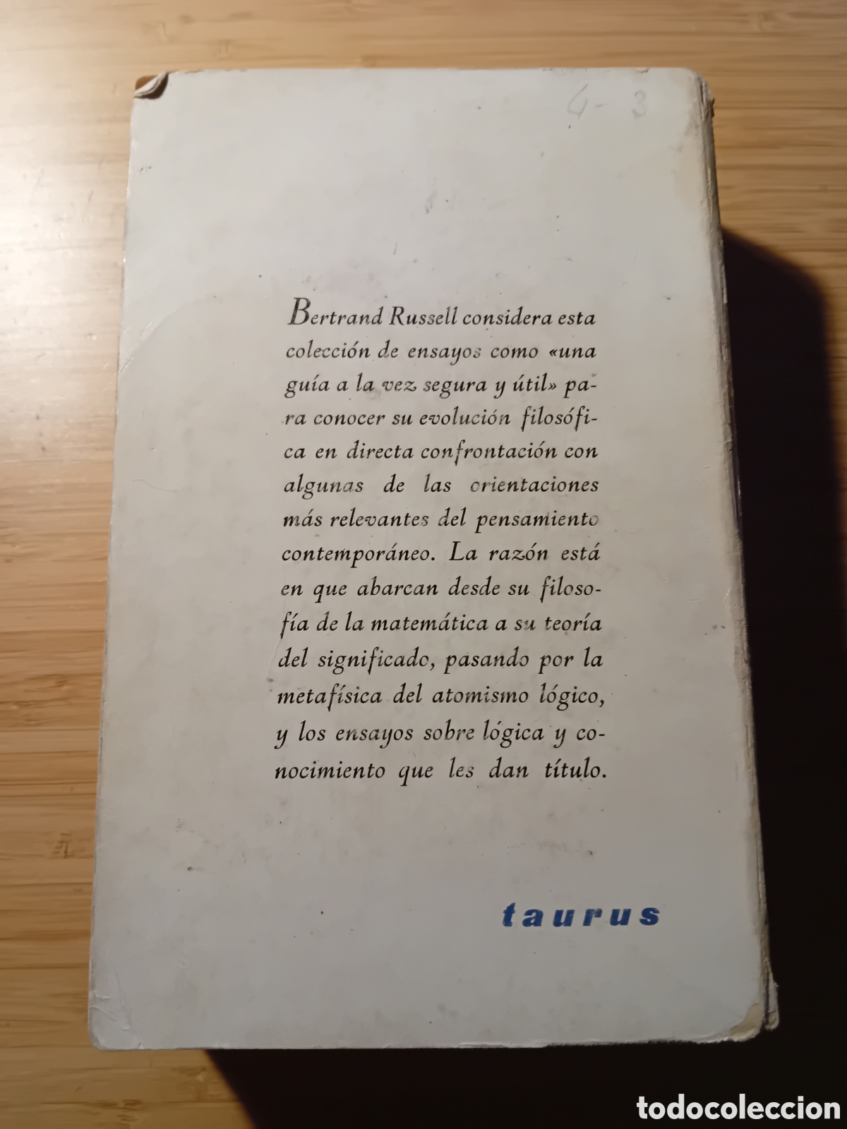 Libros de segunda mano: L&oacute;gica y conocimiento - Bertrand Russell (Taurus 1966) - Foto 2