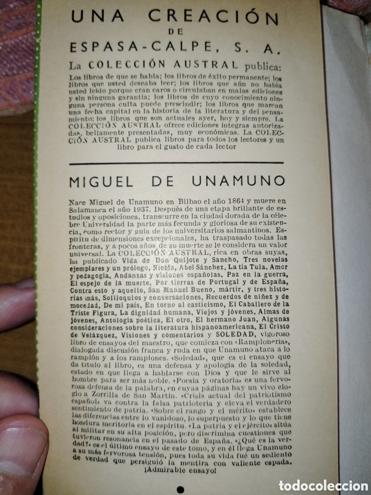 Libros de segunda mano: Soledad. Miguel de Unamuno. Austral - Foto 2