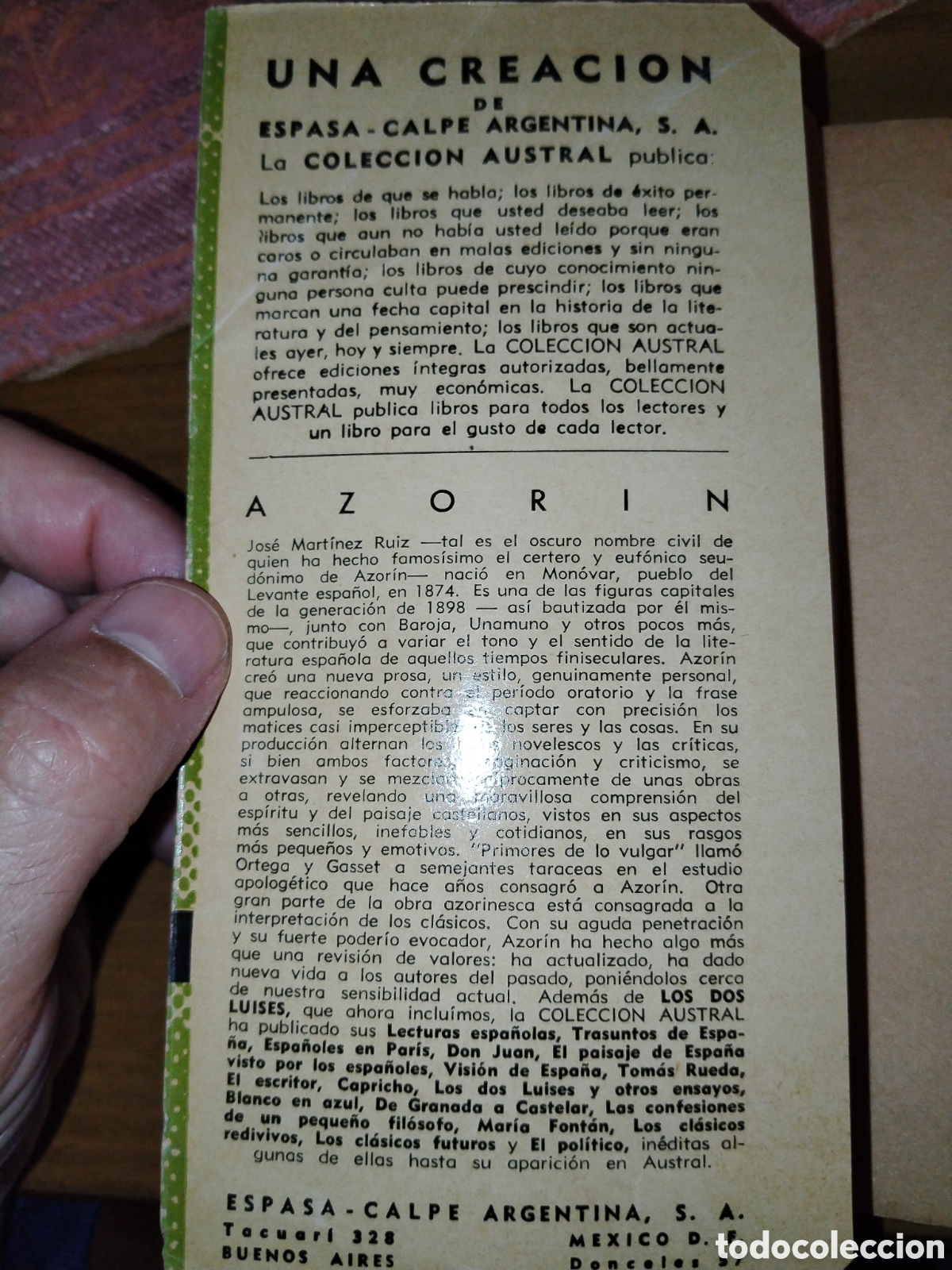 Libros de segunda mano: Los dos luises y otros ensayos. Azor&iacute;n. Austral - Foto 2