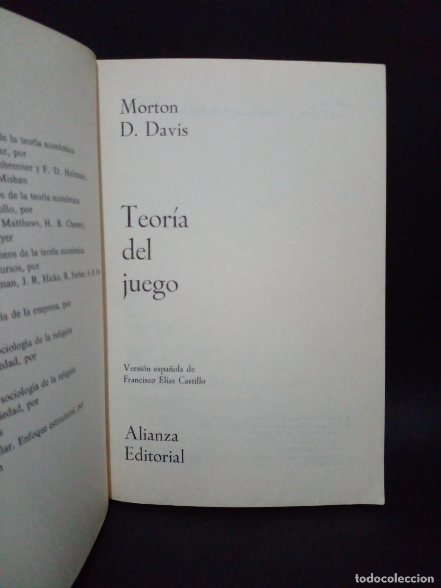 Libros de segunda mano: MORTON D. DAVIS - TEOR&Iacute;A DEL JUEGO - 1971 - Foto 3