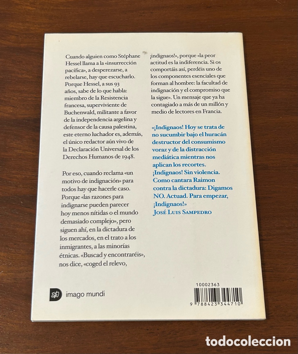 Libros de segunda mano: &iexcl;INDIGNAOS! ST&Eacute;PHANE HESSEL. EDITORIAL DESTINO - Foto 3