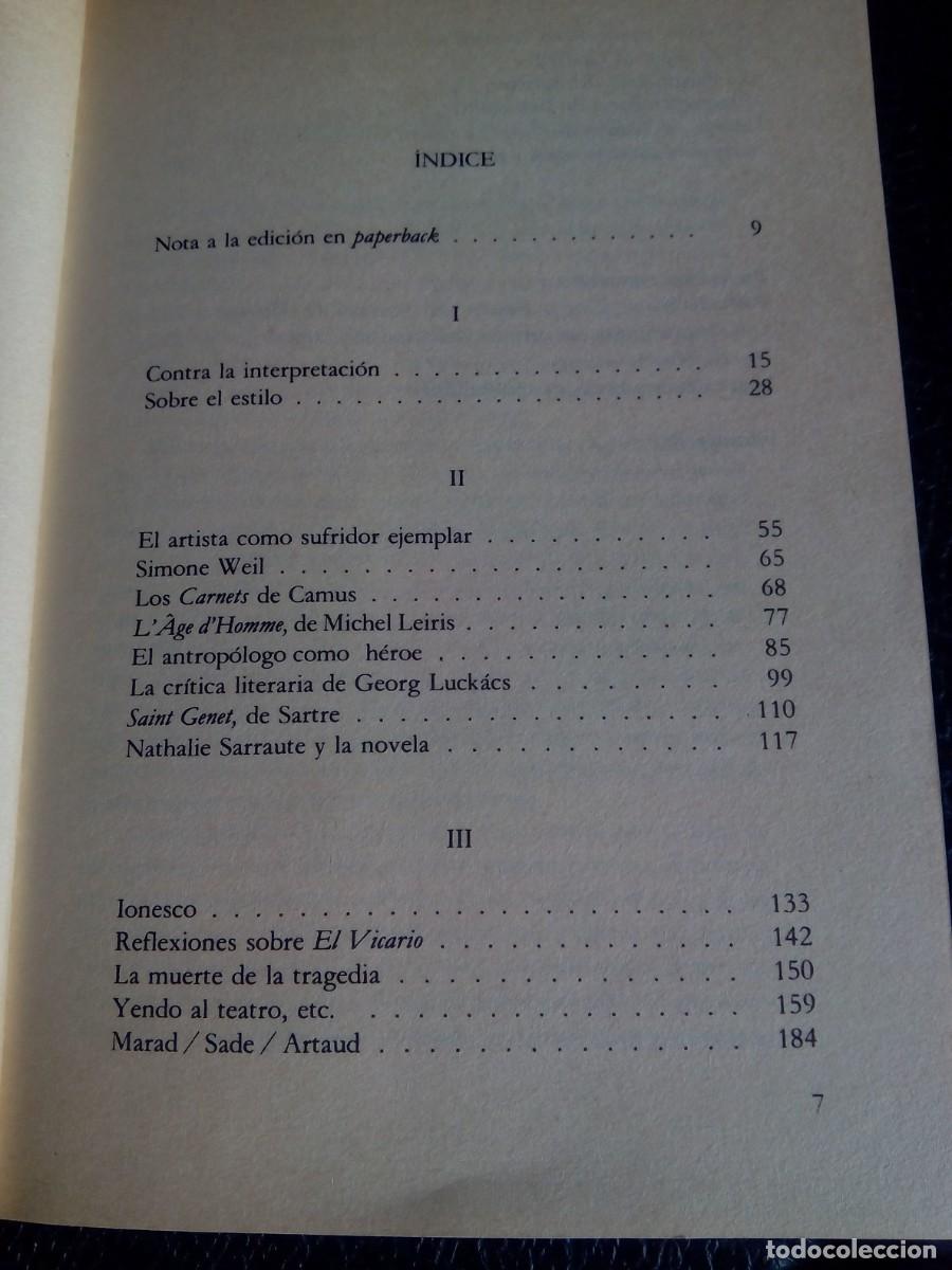 Libros de segunda mano: CONTRA LA INTERPRETACI&Oacute;N / SUSAN SONTAG - Foto 6
