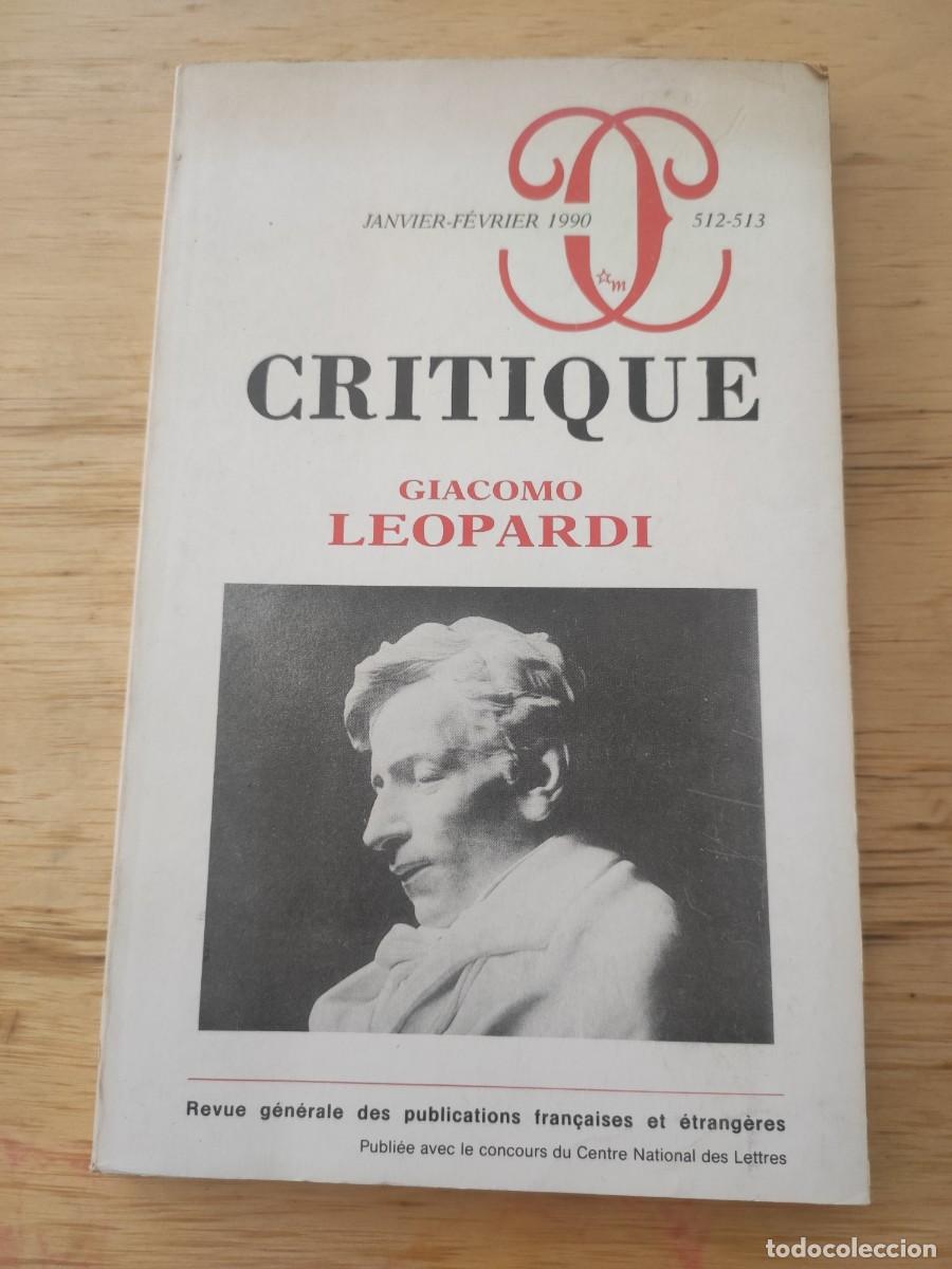 Libros de segunda mano: Critique: Giacomo Leopardi. - Foto 1