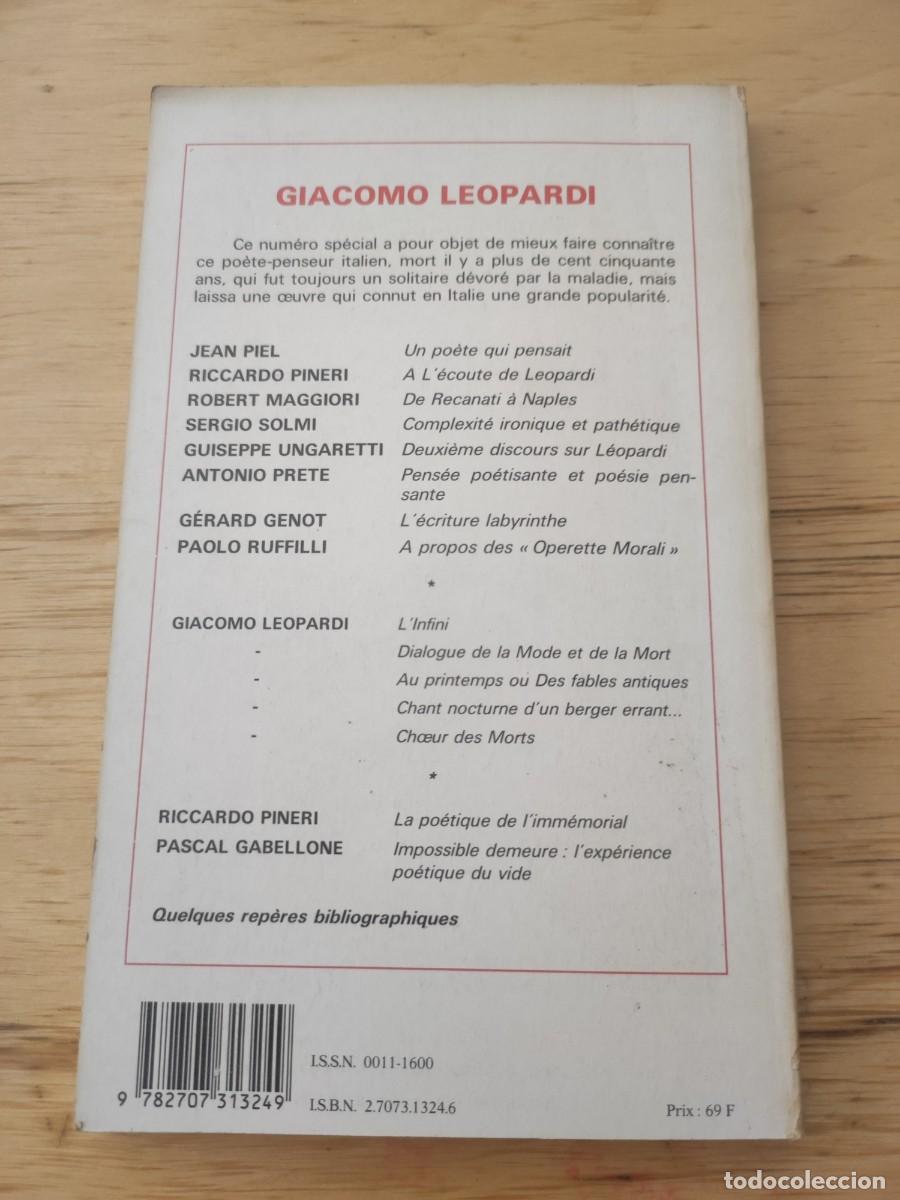 Libros de segunda mano: Critique: Giacomo Leopardi. - Foto 2