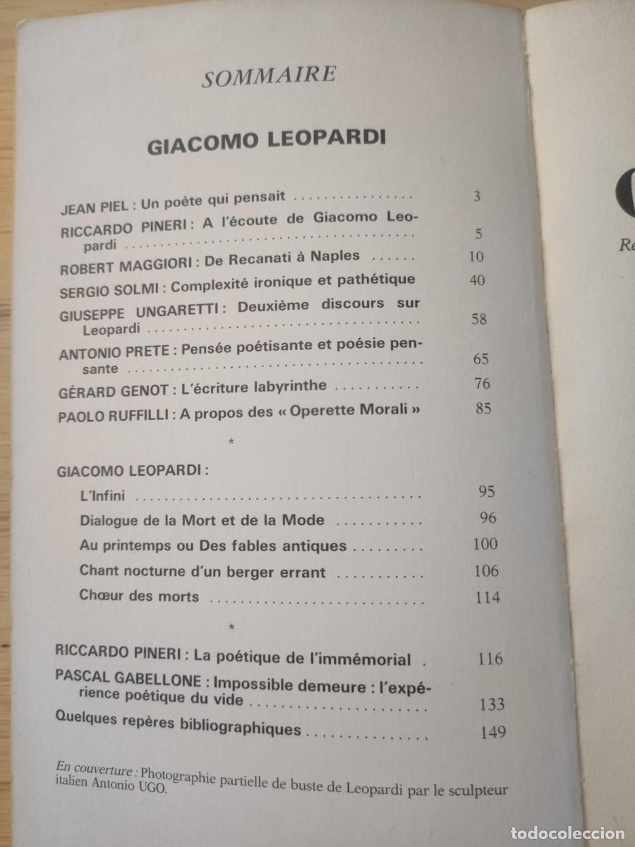 Libros de segunda mano: Critique: Giacomo Leopardi. - Foto 3