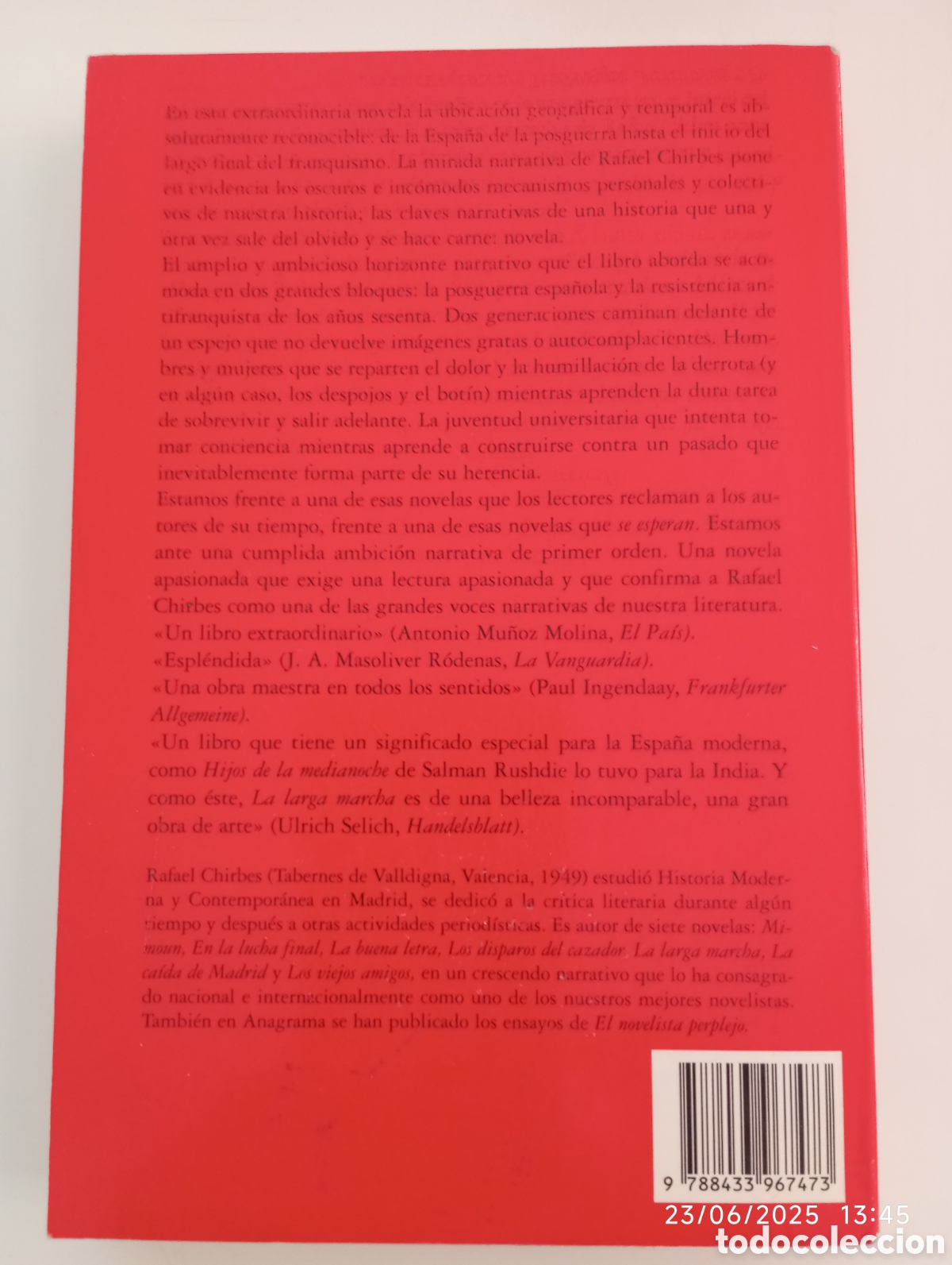 Libros de segunda mano: Rafael Chirbes . La larga marcha . compactos anagrama - Foto 2