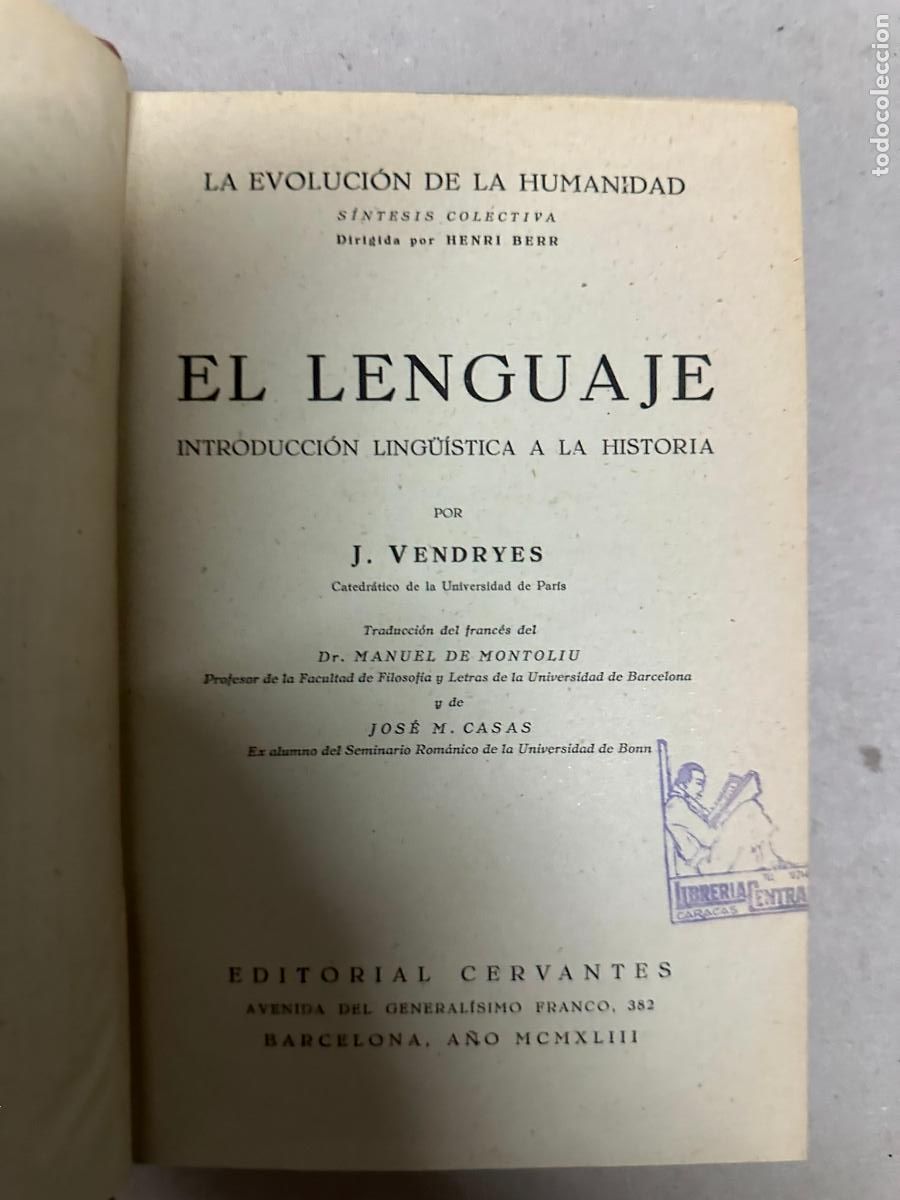 Libros de segunda mano: EL LENGUAJE. Introducci&oacute;n ling&uuml;&iacute;stica a la Historia. VENDRYES - Foto 1