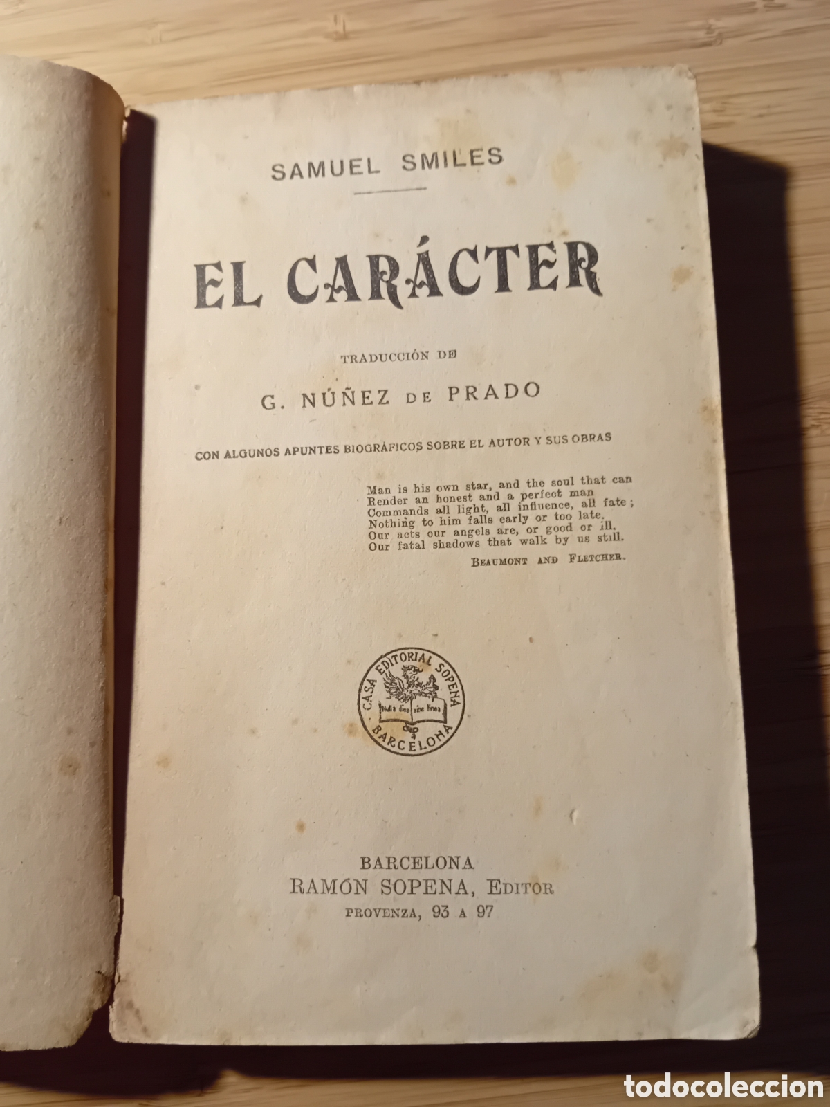 Libros de segunda mano: El car&aacute;cter - Samuel Smiles (Sopena s/f) - Foto 1
