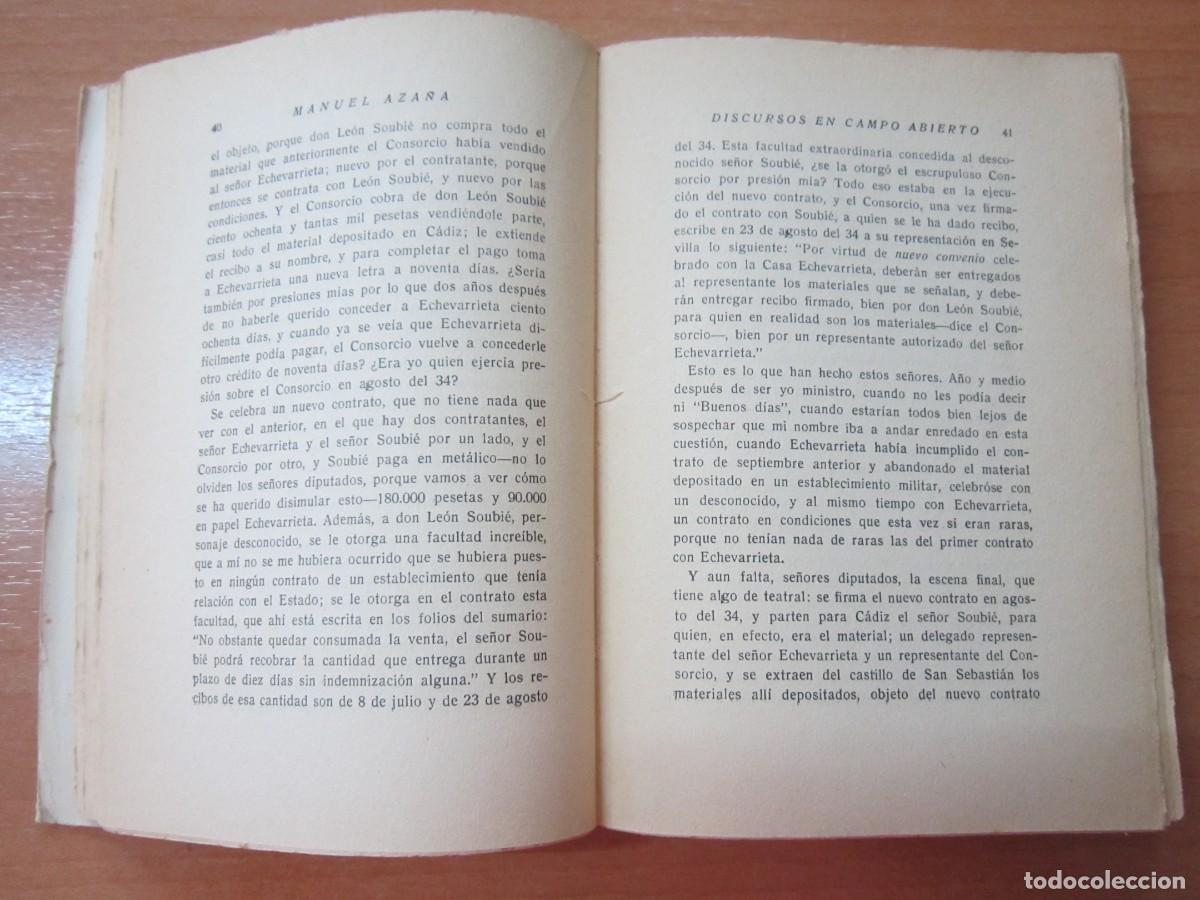 Libros de segunda mano: Discursos en campo abierto, de Manuel Aza&ntilde;a - Foto 3