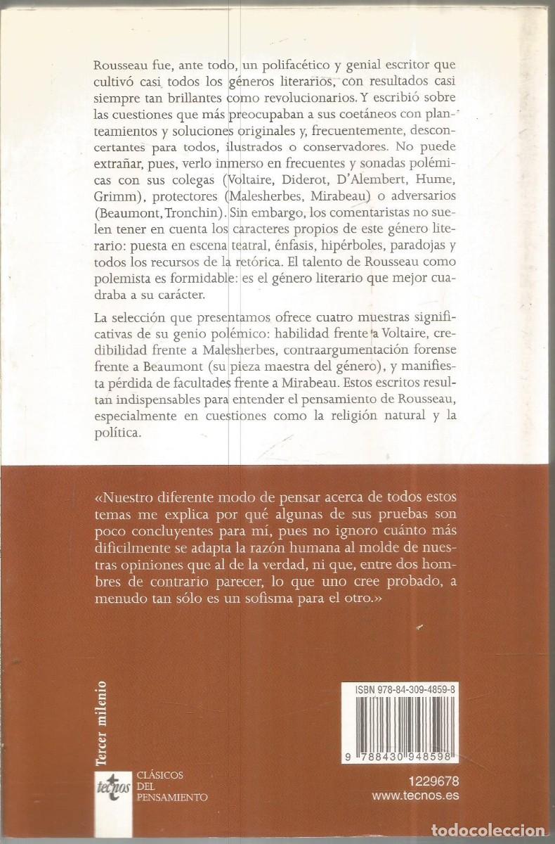 Libros de segunda mano: JEAN-JACQUES ROUSSEAU. ESCRITOS POLEMICOS. TECNOS - Foto 2