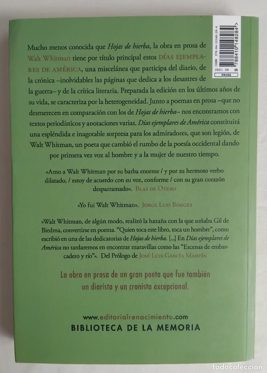 Libros de segunda mano: Walt Whitman DIAS EJEMPLARES DE AMERICA - Foto 2