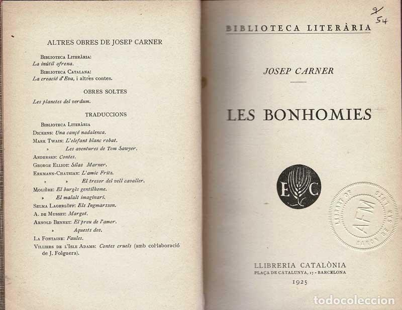 Libros de segunda mano: Les Bonhomies - Josep Carner - Foto 2