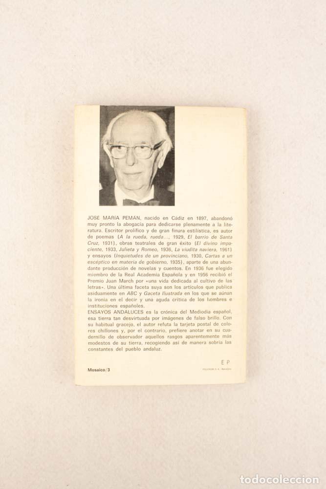 Libros de segunda mano: Ensayos andaluces - Jos&eacute; Mar&iacute;a Pem&aacute;n - Foto 2