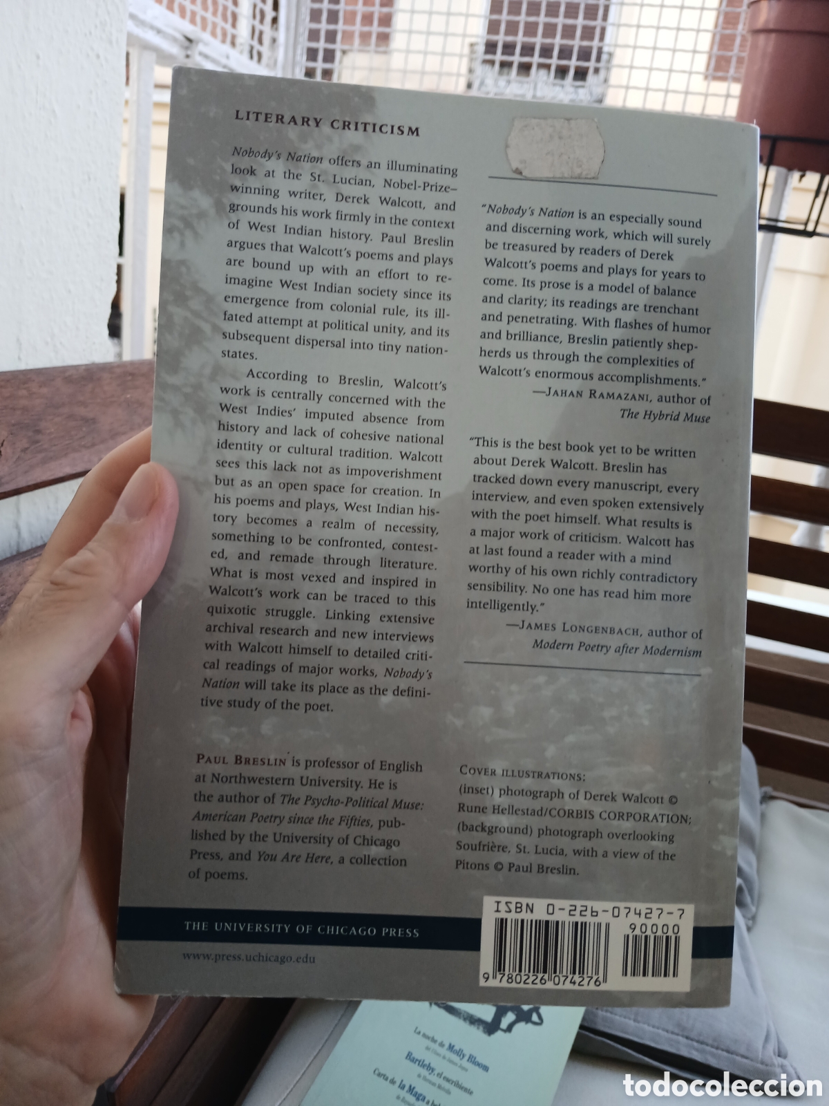 Libros de segunda mano: Nobodys Nation. Reading Derek Walkott, Paul Breslin - Foto 2