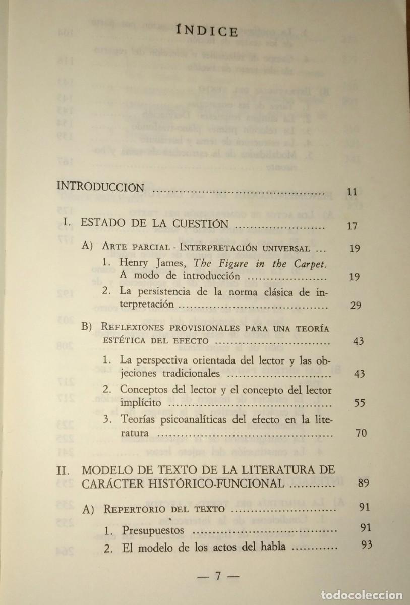 Libros de segunda mano: WOLFGANG ISER - EL ACTO DE LEER. TEOR&Iacute;A DEL EFECTO EST&Eacute;TICO - TAURUS, 1987 - Foto 2