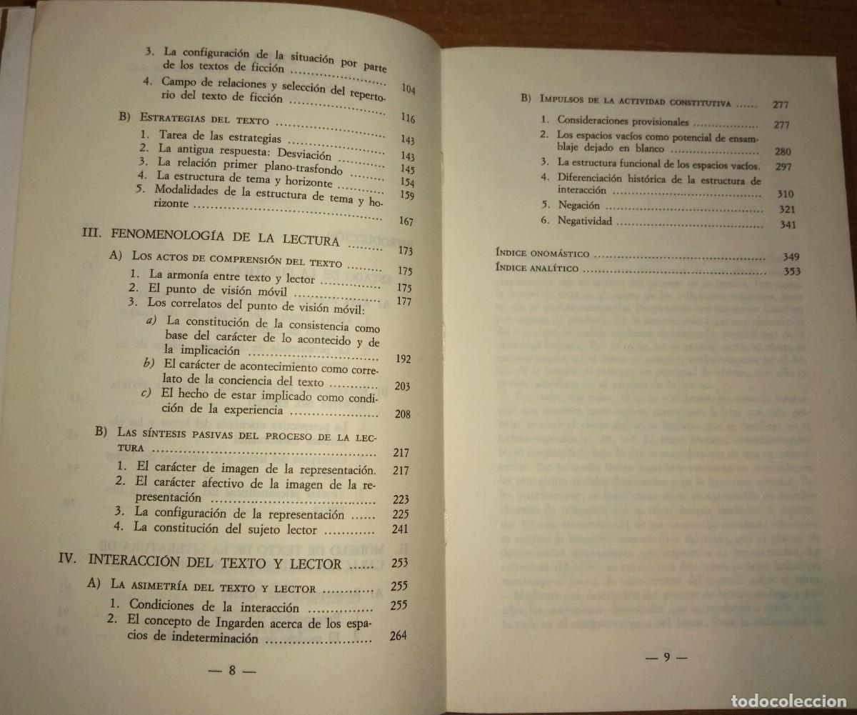 Libros de segunda mano: WOLFGANG ISER - EL ACTO DE LEER. TEOR&Iacute;A DEL EFECTO EST&Eacute;TICO - TAURUS, 1987 - Foto 3