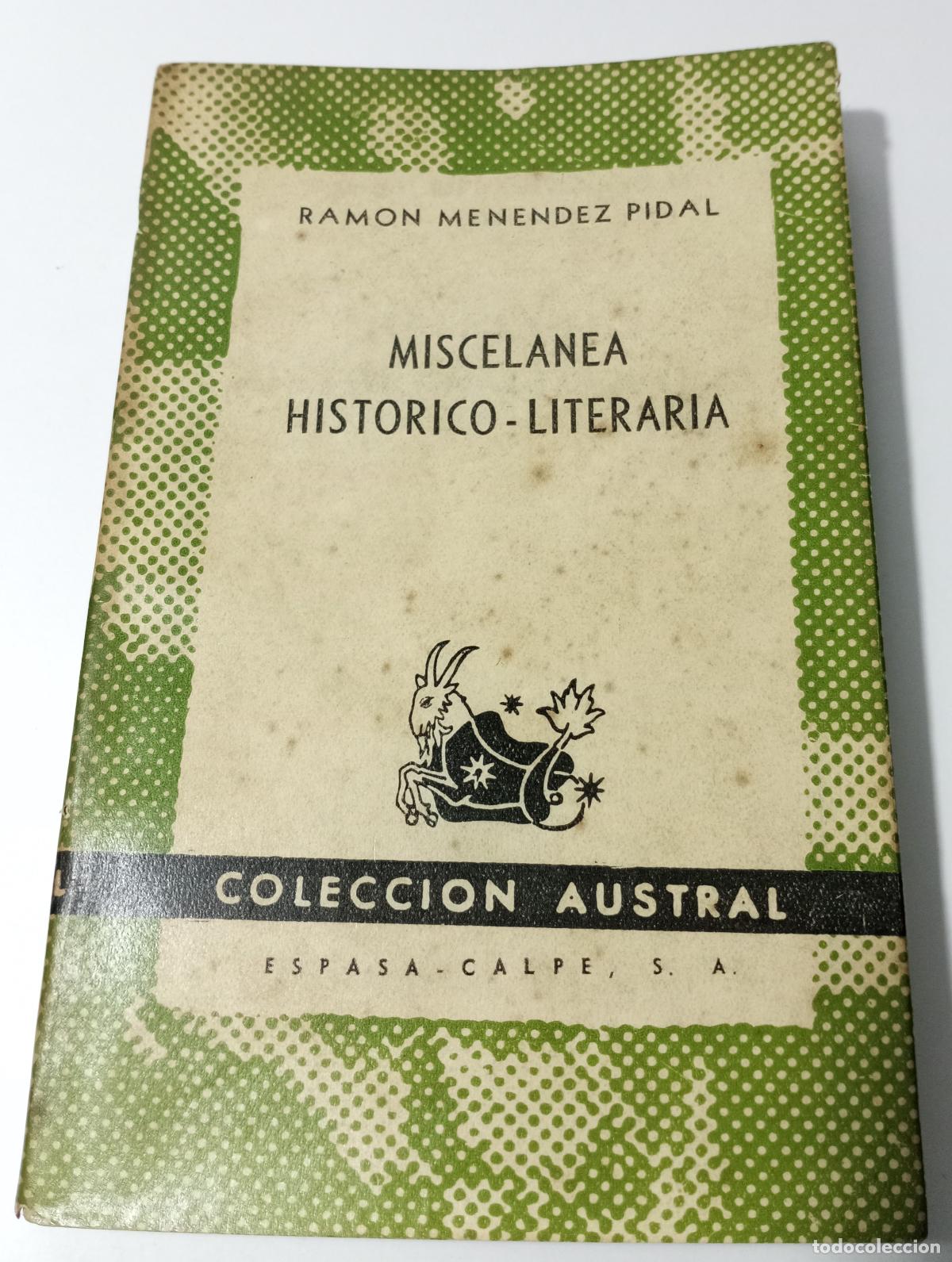Libros de segunda mano: Miscelanea historico-literaria - Menendez Pidal, Ramon - Foto 1