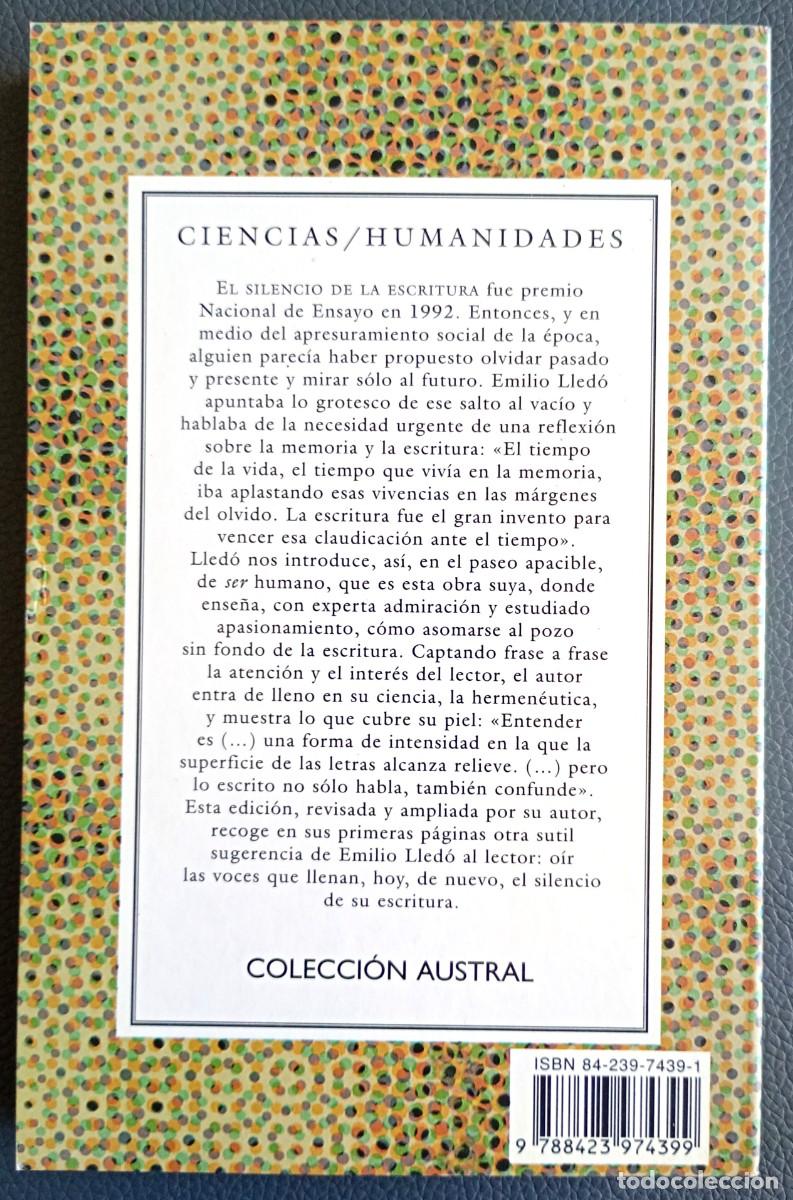 Libros de segunda mano: Emilio Lled&oacute; . El silencio de la escritura - Foto 2