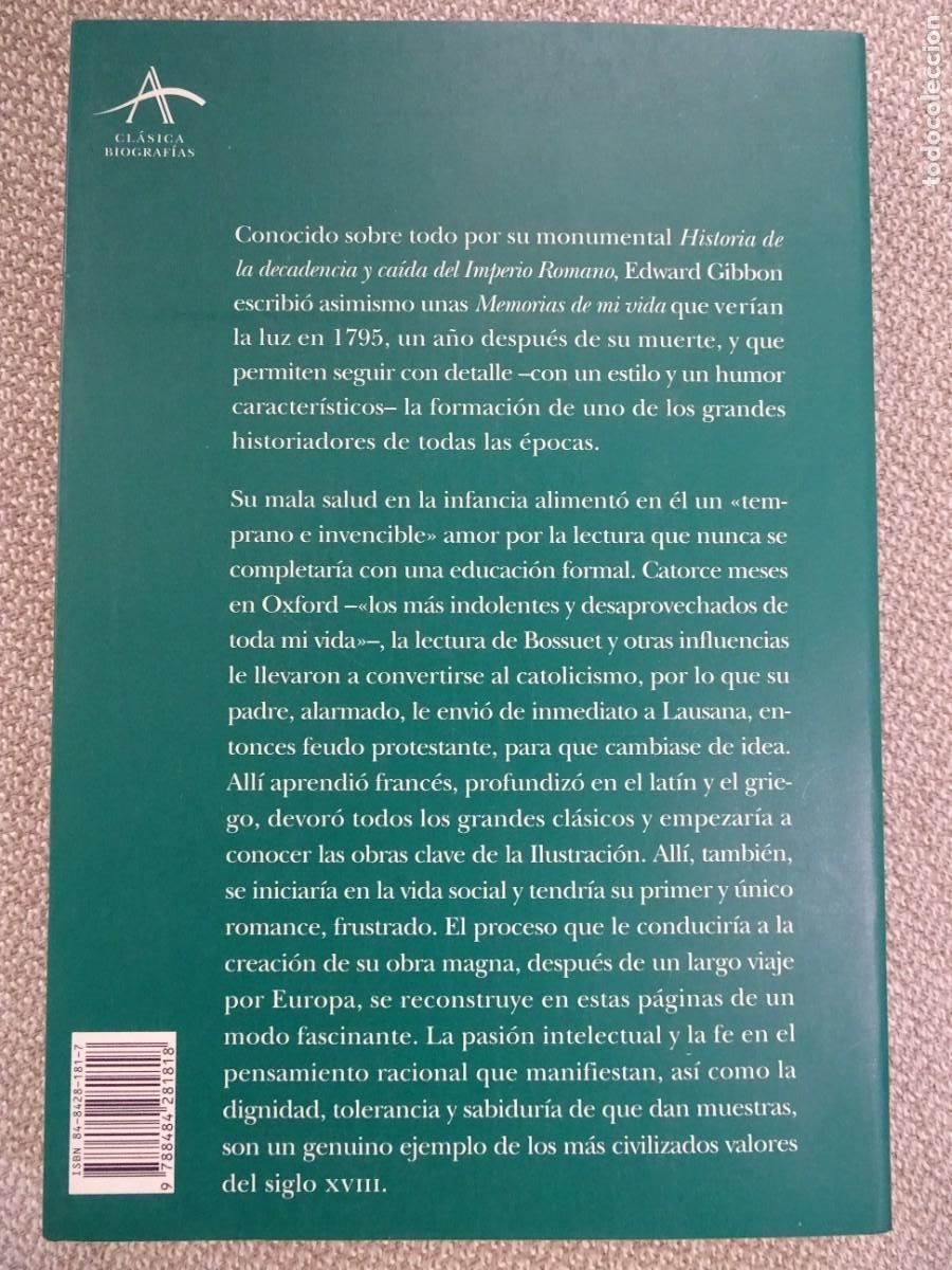 Libros de segunda mano: Edward Gibbon: Memorias de mi vida. - Foto 2