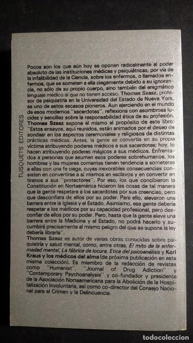 Libros de segunda mano: LA TEOLOG&Iacute;A DE LA MEDICINA - THOMAS SZASZ - Foto 2
