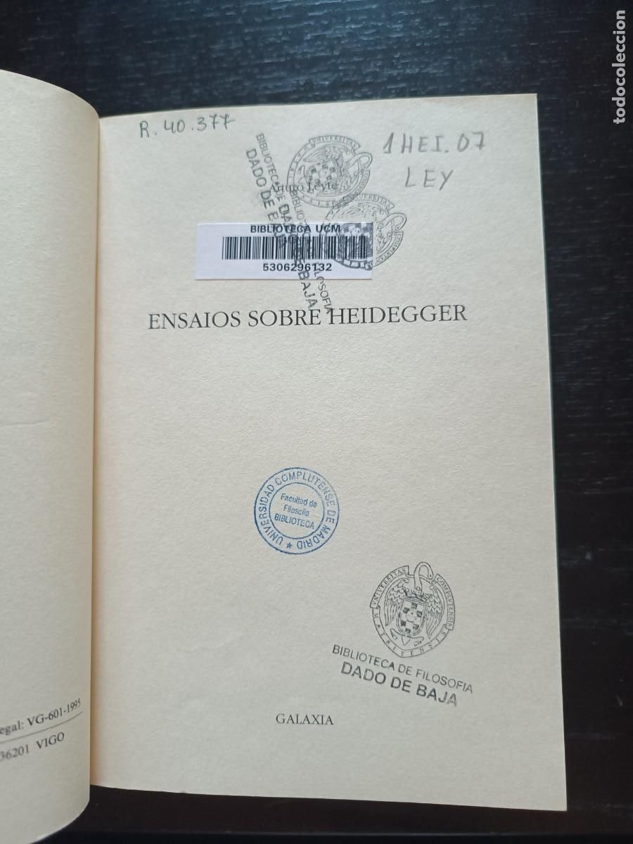 Libros de segunda mano: Ensaios sobre Heidegger - Arturo Leyte - Foto 5